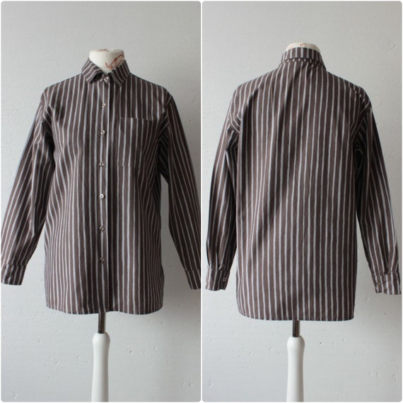 80s MARIMEKKO Jokapoika grey striped women's loose