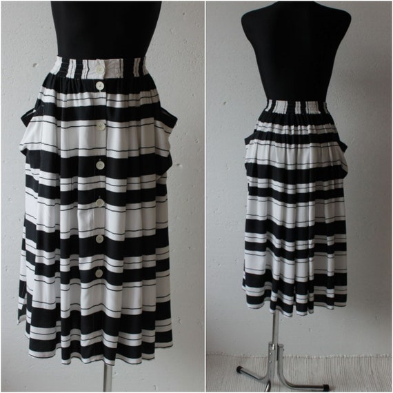 Vintage Finnish 80s MARIMEKKO black white horizont
