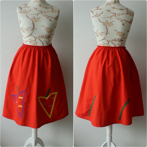 Vintage orange handmade Finnish cotton women's ski
