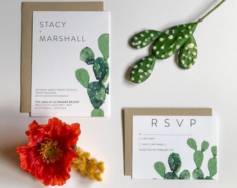 Succulent/Cactus Desert Wedding Invitation & RSVP Suite ~ Custom/Printable