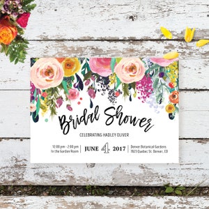 Bright Floral/Flower Header Bridal Shower Party Invitation ~ Printable or Custom