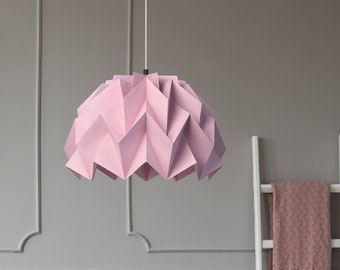 Origami lamp shade, pink lampshade, gift for girl, orchid decoration, pink and gray baby room, pink pending paper lamp, girly interior, cute