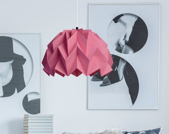 Origami lamp shade, venetian pink lamp, lamp for woman, housewarming gift for her, woman interior, girly room, paper ceiling lights