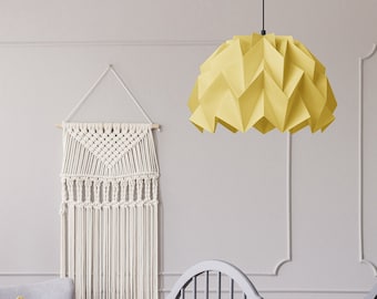 Origami lamp shade, yellow lampshade, new born room, baby bedroom decor, yellow room decoration, hanging paper lamp, yellow pending lights