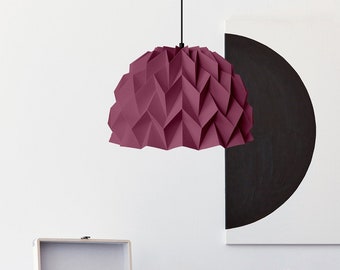 Origami lamp shade, plum lampshade, lamp for him, housewarming gift for man, plum home decoration, paper pending lamp, fruit-shaped lamp