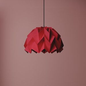 Paralume origami, paralume bordeaux, luci da pranzo, decorazione della stanza bordeaux, per coppia, interni moderni, lampada in attesa di origami