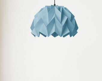 Origami lamp shade, blue lampshade, child room lights, lamp for kids, baby boy room decor, beige and blue decoration, blue pending light