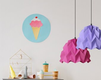 Origami lamp shade, blueberry lampshade, colorful pending lights, for teens, paper lamp, happy interior