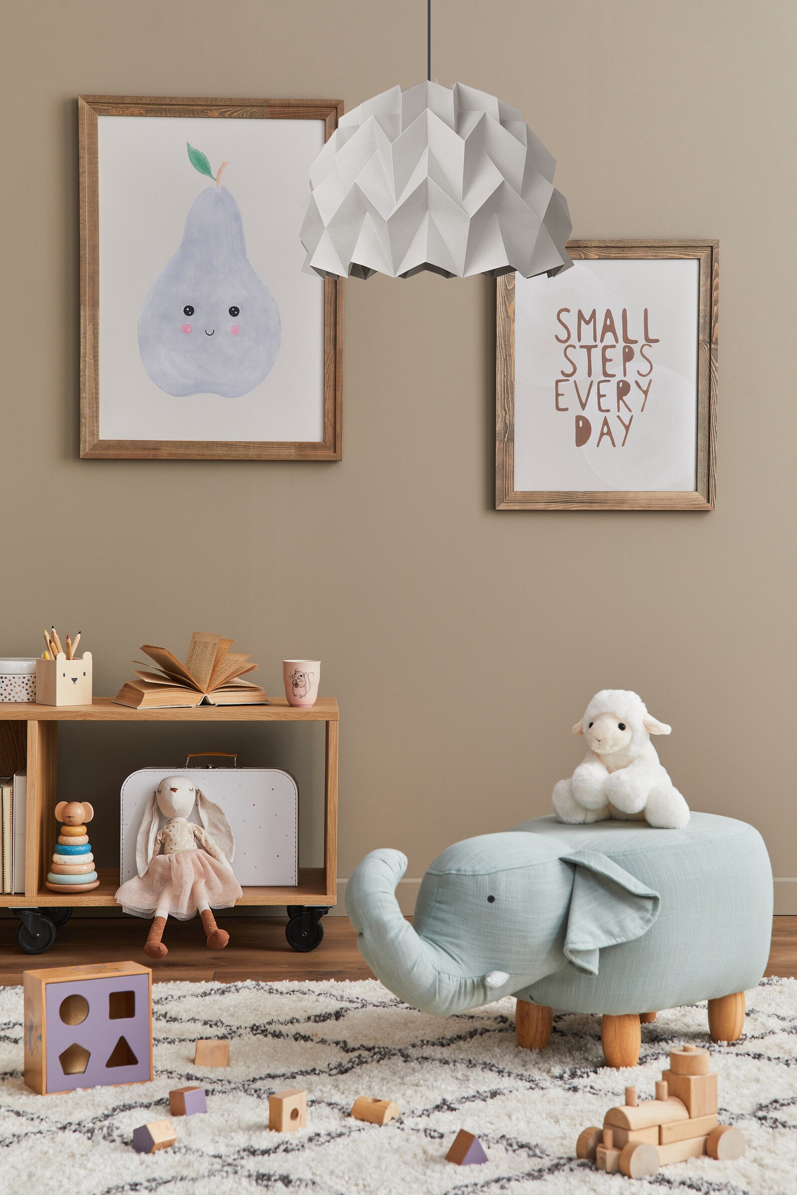 Origami Lamp Shade, Beige Lampshade, Baby Room Lamp, for Boys and Girls