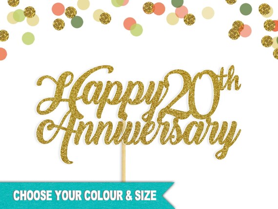 20th Anniversary Cake Topper 20 Platinum Wedding Years Silver | Etsy