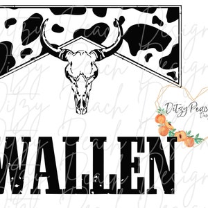 WALLEN bull skull head cow print design   SVG PNG Cut File for Cricut Silhouette Vinyl cutting machines