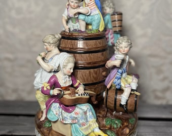 Rare 19th Century Meissen Porcelain Winemaking Sculpture