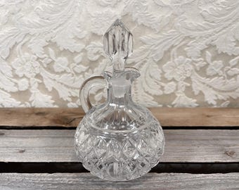 Golden Crown Lead Crystal Perfume Bottle, Vintage Vanity Decor