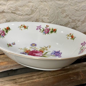Rare Vintage Harmony House Dresdania Oval Serving Bowl 10.5&quot; | 1950s Fine China Japan