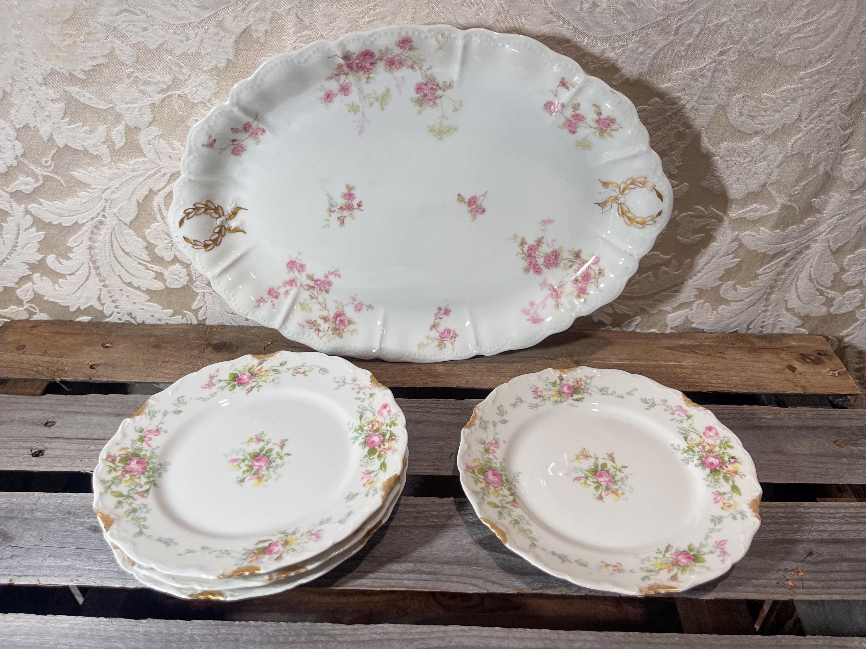 Vintage Haviland Limoges Dessert Plates & Serving Platter – Floral
