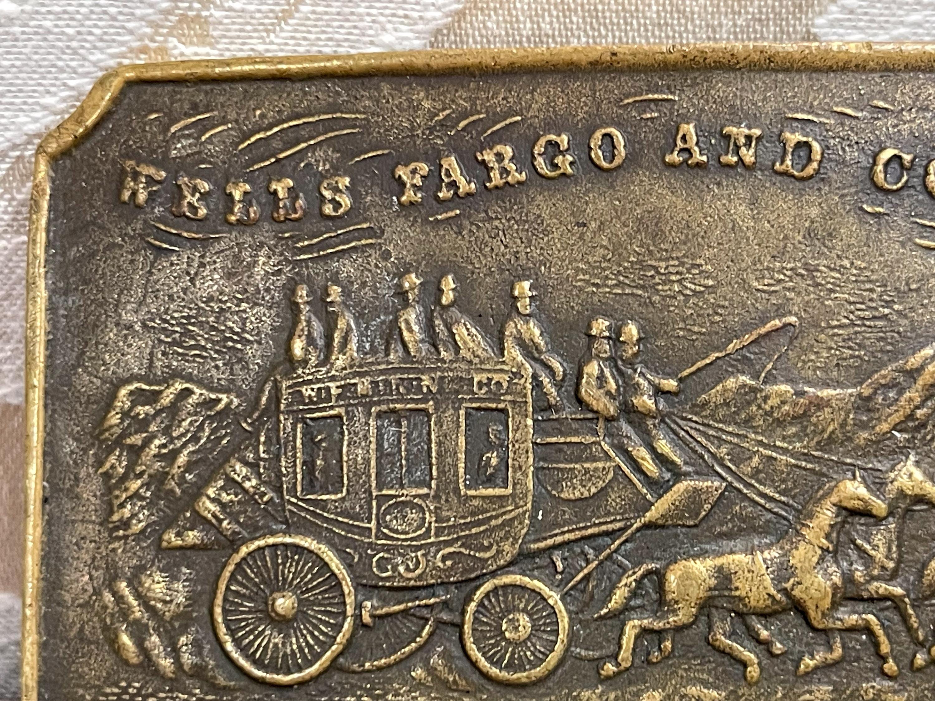 Vintage Tiffany Wells Fargo Brass Belt Buckle – Stagecoach Design 