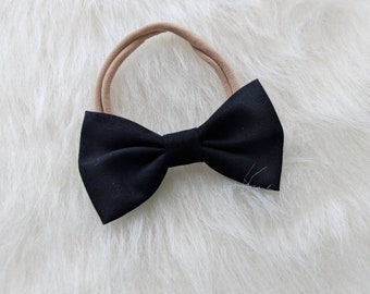Black bow, black hair bow, black headband, classic bow, black hair clip, neutral hair bow, neutral headband, monochrome bow, black clip, bow