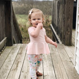 Peplum Top, Pink Peplum, Pink shirt, blush toddler shirt, blush shirt, Scoop Back shirt, Toddler Peplum, Infant Peplum, Child Peplum, Blush image 1