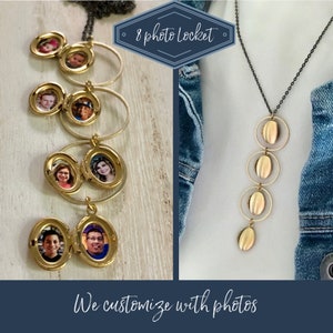 Personalized 8 Photo Locket Family Tree Locket Mother's Day Gift Multi Photo Locket for Mom Modern Eight Photo Locket Customized image 1