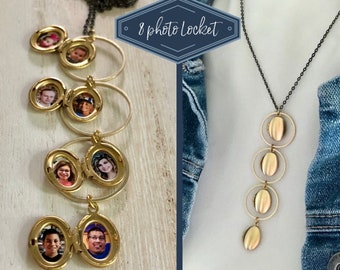 Personalized 8 Photo Locket   Family Tree Locket   Mother's Day Gift   Multi Photo Locket for Mom   Modern Eight Photo Locket Customized