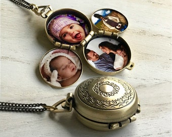 Medallón de árbol genealógico, collar de medallón de fotos, medallón conmemorativo, medallón de fotos personalizado, medallón personalizado, regalo del Día de la Madre, regalo especial