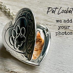 Silver Pet Locket with photo customization  Memorial Pet Locket  Crazy Cat Lady  Dog Mom Jewelry  Pet Keepsake Necklace  Paw Print Locket