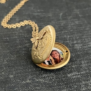 Gold Bee floral locket personalized with your photos