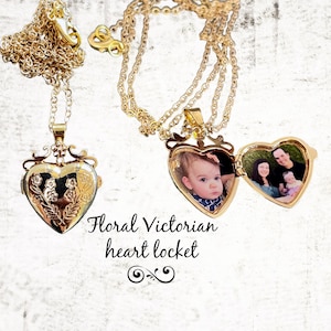 Victorian heart locket with photos