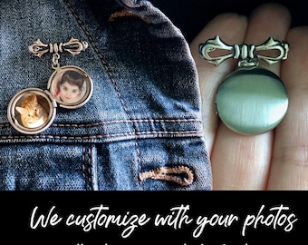 Customized photo locket Brooch  Groom's memorial brooch  Gifts for Mom   Photo locket Pin