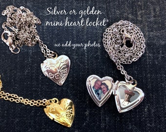 Tiny Heart Locket   Silver or Golden Heart Locket   Customized Lockets for Little Girls  Valentines Day Locket