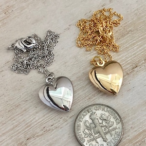 Tiny Silver Heart Locket with Photos, Tiny Gold Locket,  Personalized Locket Necklace, Customized Picture Locket for Mom, Little Girl Locket