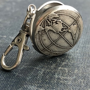 Silver Word Map Keychain or car rearview mirror dangler