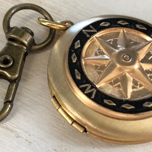 Compass Locket Keychain, Men's Locket Keychain, Manly Gifts, Masculine Gifts, Gift for Boyfriend, Long distance Gift, Father's Day, Grad image 3