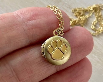 Small Gold Pet Photo Locket with two photos,  Pet Memorial Locket and initial Necklace,  Pet Remembrance