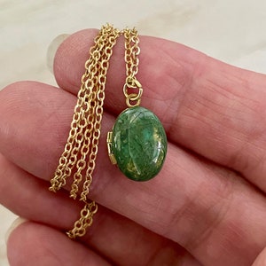 Tiny Green Locket with Photos: Minimalist Moss-like Resin look
