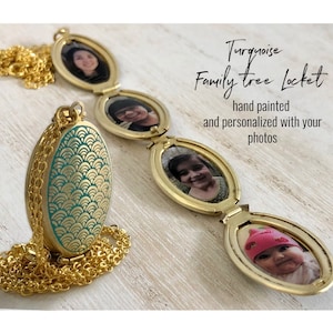 multi photo locket, hand painted locket, Family tree locket, 4 photo locket, Family Photos, simple modern locket, Mother&#39;s Day Gift, For Her