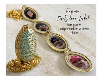 multi photo locket, hand painted locket, Family tree locket, 4 photo locket, Family Photos, simple modern locket, Mother&#39;s Day Gift, For Her