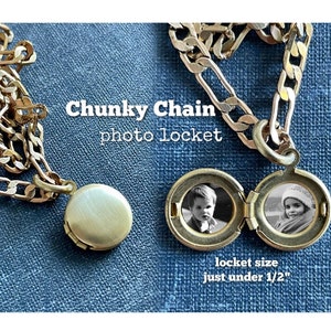 Chunky Raw Brass Photo Locket Necklace: Man&#39;s Personalized Keepsake Gift