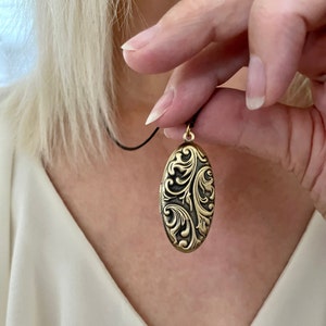 Antique Gold Oval Floral Locket with Photos