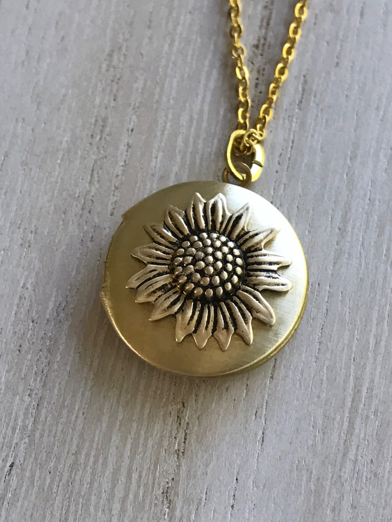 Sunflower Locket Tiny Gold Locket You Are My Sunshine Etsy