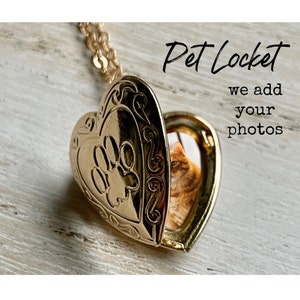 Pet Locket with photos  Memorial Dog Locket  Loss of a pet  Picture locket keepsake for Pets  Cat Locket  Paw Print Locket Gift