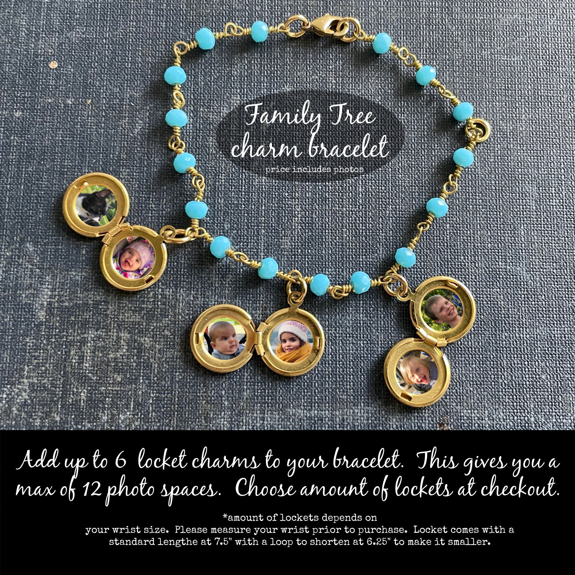 Family Tree Locket Charm Bracelet