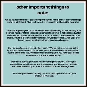 Print Your own Locket Photos, Do it yourself photo locket, Digital Photos, Pre-sized Photos for your Locket, Sizing your locket photos image 3