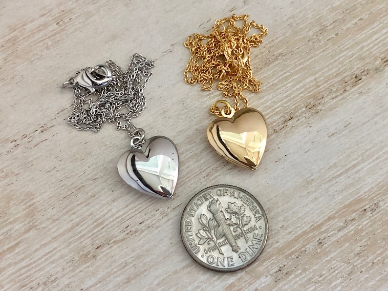 Tiny Gold Heart Locket with Photos, Tiny Silver Locket, Personalized Locket Necklace, Customized Picture Locket for Mom, Little Girl Locket image 6