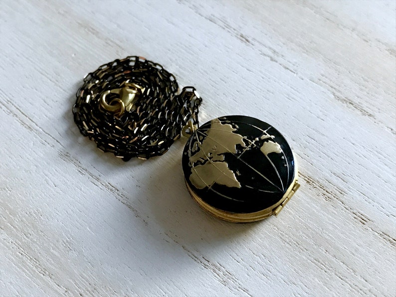 Personalized Locket World Necklace Universe Locket World Map Locket Earth Locket Earth Necklace Black World Globe Locket Map Locket