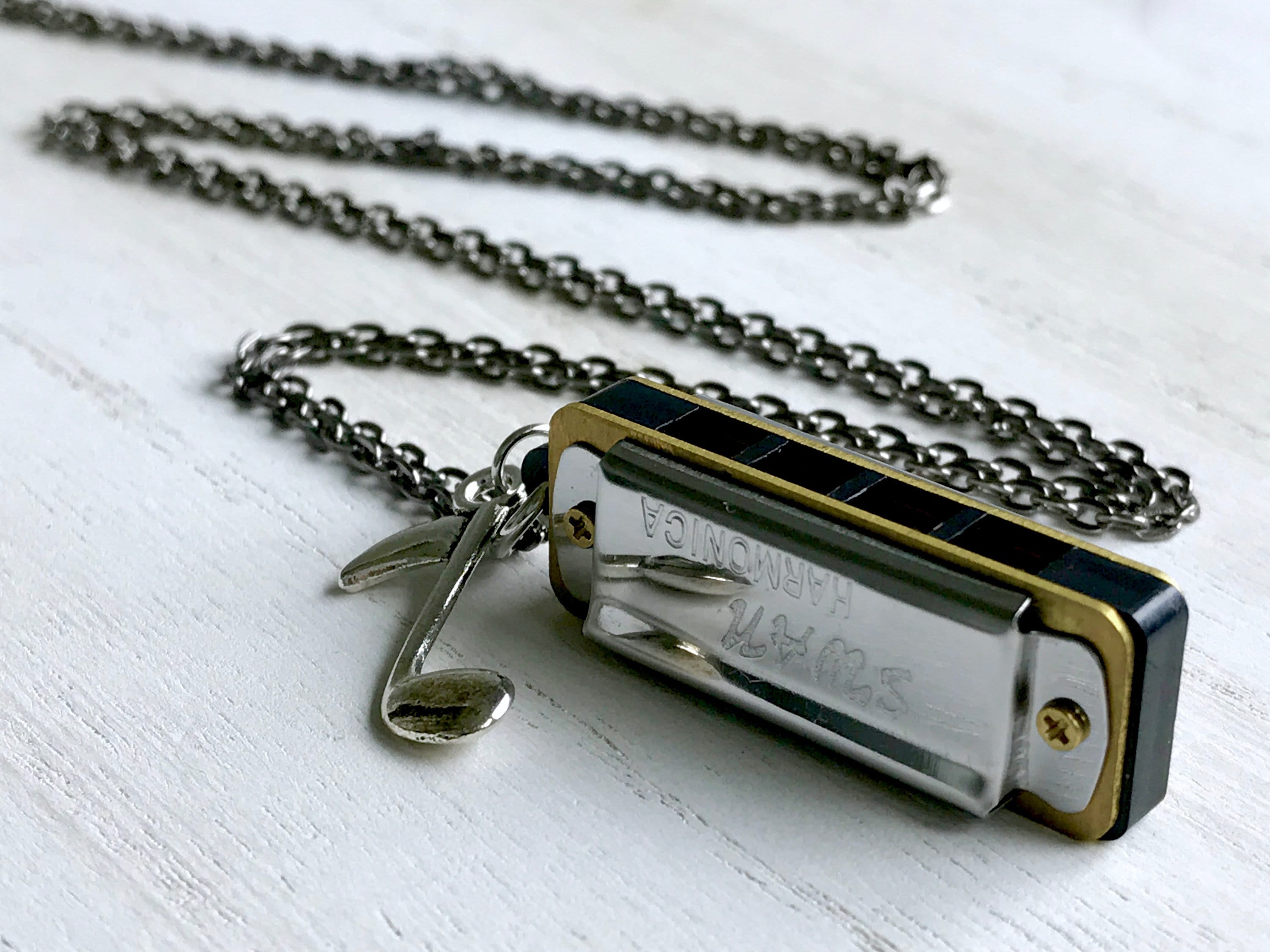 Harmonica Necklace Music Lover Necklace Mini Harmonica Etsy
