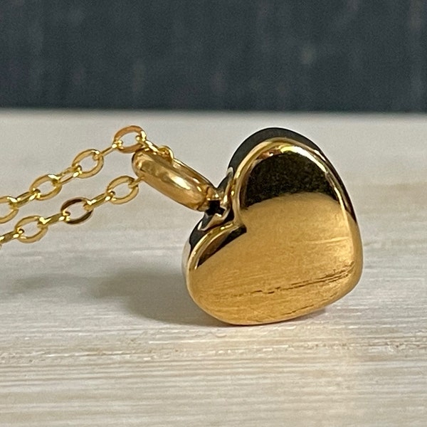 Tiny Gold Heart Cremation Necklace,  Heart Ashes Necklace,  Memorial Gifts, Heart Vial Pendant