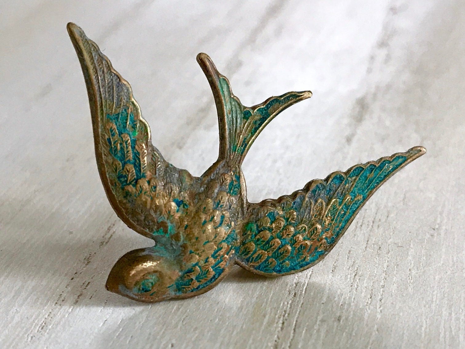 BROCHE ANCIENNE « OISEAU » Argent Massif, strass, poinçons, vintag