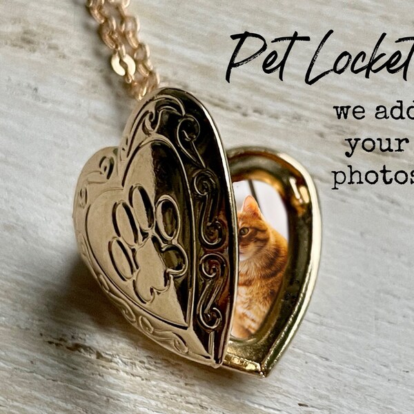 Pet Locket with photos  Memorial Dog Locket  Loss of a pet  Picture locket keepsake for Pets  Cat Locket  Paw Print Locket Gift