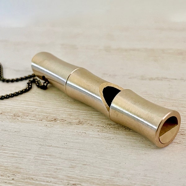 Solid Brass bamboo shaped whistle ,  working golden brass whistle resonates a higher pitched sound